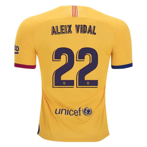 Camiseta Barcelona NO.22 Aleix Vidal 2ª 2019-2020 Amarillo